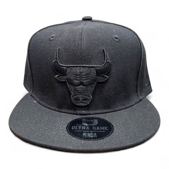Chicago Bulls Ultra Game NBA Triple Black Snapback Hat Bulls Logo